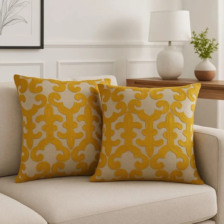 Marrakesch Orient & Mediterran Interior Zierkissen 2er Set Kissenbezug Handgefertigt Kayon Gold 50x50 cm, Boho Deko, (2 St)