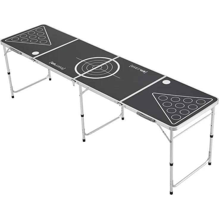 [en. casa] 'Ibiza' Bierpong Tisch, klappbar und höhenverstellbar, Aluminium / MDF schwarz, 60x240 x (54-70) cm – Bild 2
