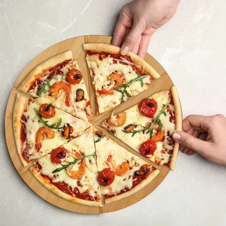 Pizzabrett Bambus 2er Set mit Backpapier – Bild 2