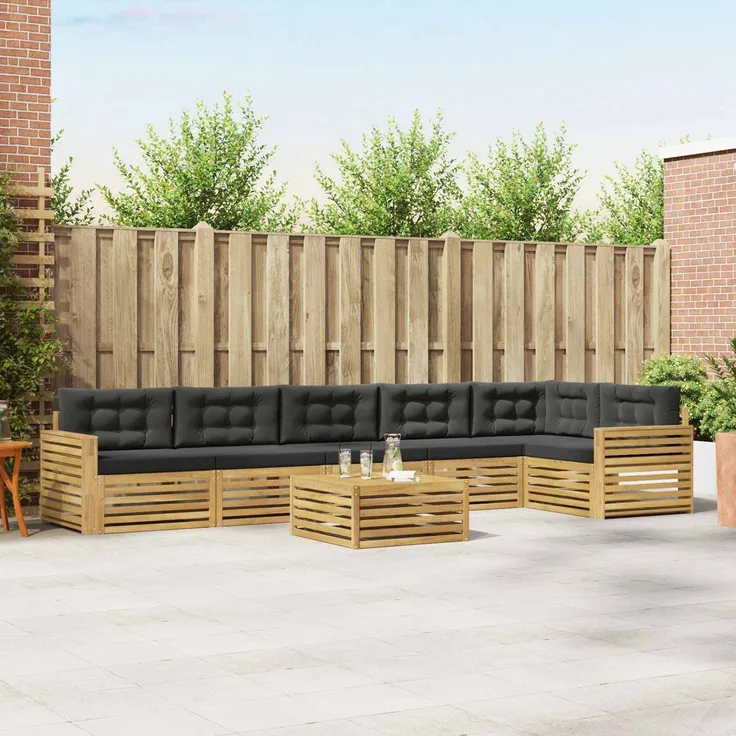 vidaXL Outdoor-Sofagarnitur 7 stk. 6-Sitzer Weiß und Anthrazit 3390612