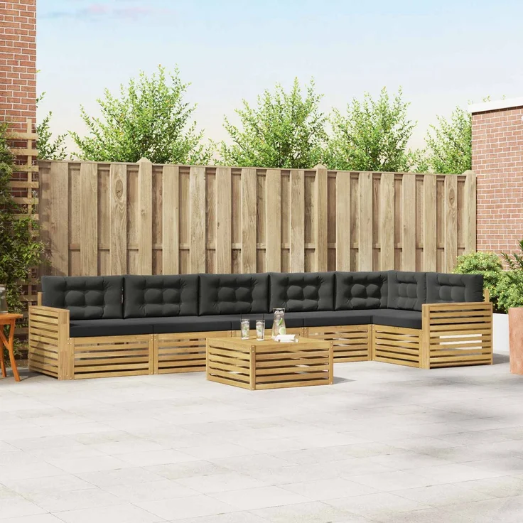 vidaXL Outdoor-Sofagarnitur 7 stk. 6-Sitzer Weiß und Anthrazit 3390612 – Bild 1