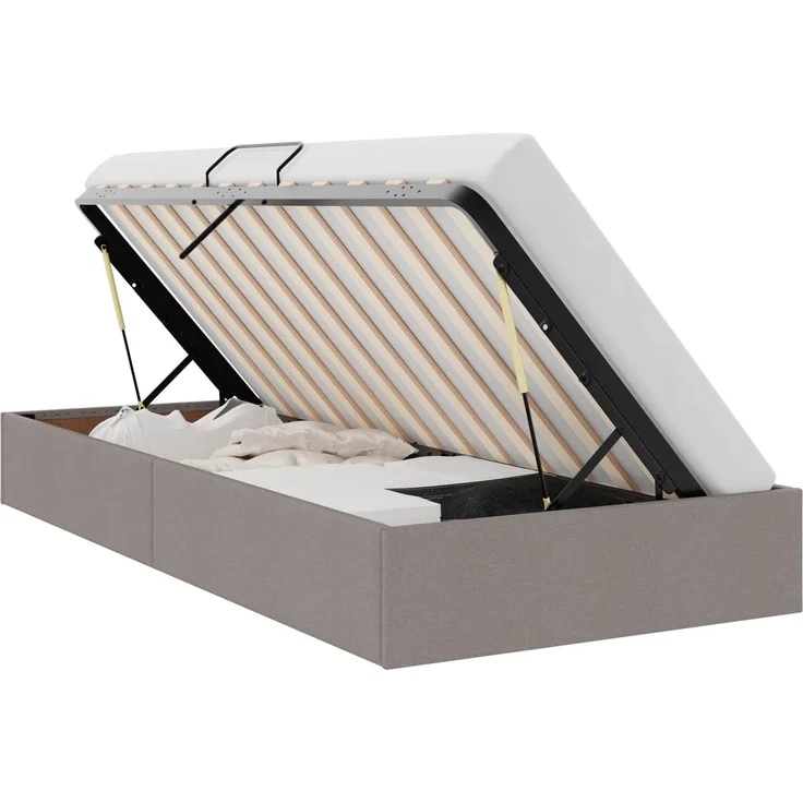 vidaXL Ottoman Bettgestell mit Speicher Taupe 90 x 200 cm Stoff 3442799 – Bild 2