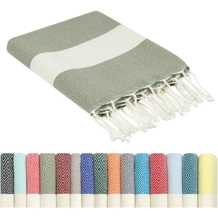 furora HOLIDAY Strandtuch groß 100x200 cm Strand Tuch, aus Baumwolle, Hamamtuch Badetuch, leicht, lang, dünn & kompakt – Bild 1