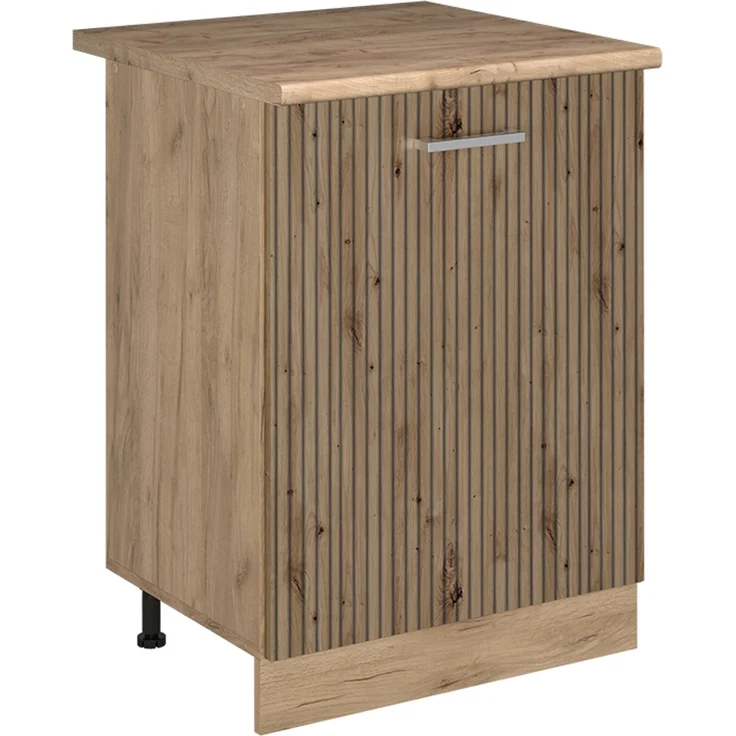 Küchenunterschrank R-Line Artisan-Eiche/Goldkraft Eiche 60 cm mit 1 Tür Arbeitsplatte Goldkraft Eiche Vicco – Bild 1
