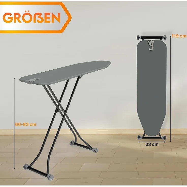 hausleben Bügelbrett Bügeltisch, Bügelpress Ironing Board, Bügelbrett klappbar, Robuste und rutschfeste Beine, höhenverstellbar – Bild 4