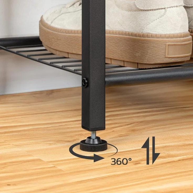 Industrie Design Garderobenständer Schuhregal 5 Ebenen Dunkelbraun Schwarz – Bild 6