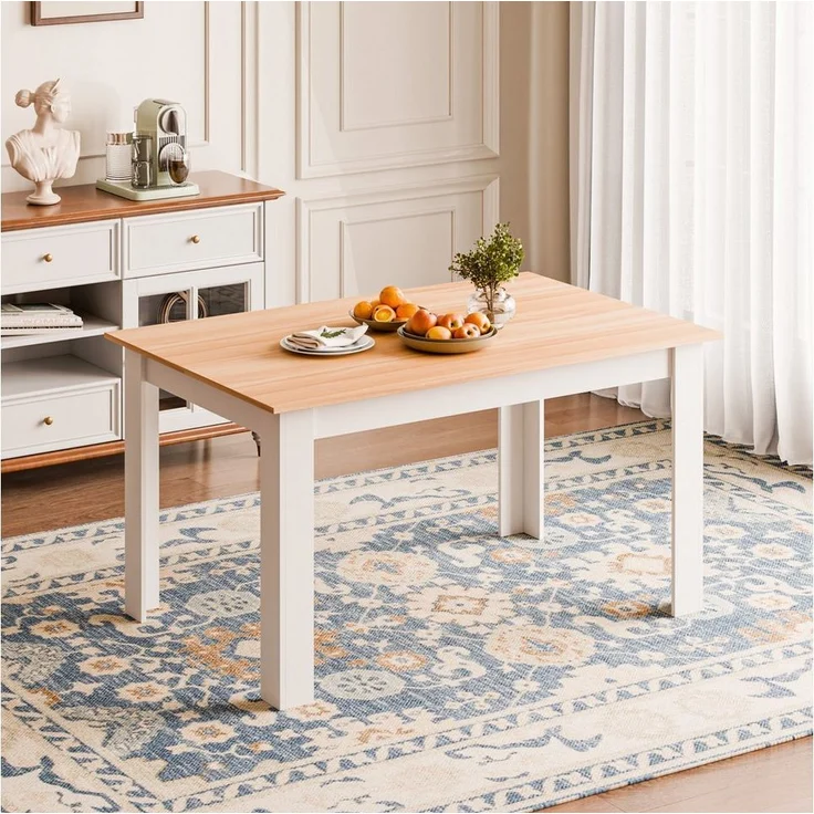 Mondeer Esstisch Esszimmertisch, 138 x 90 x 75 cm, Eiche und Weiß – Bild 1