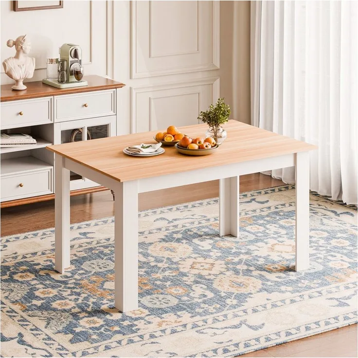 Mondeer Esstisch Esszimmertisch, 138 x 90 x 75 cm, Eiche und Weiß