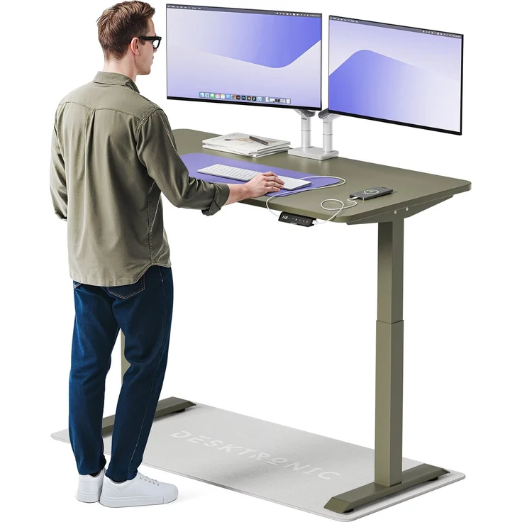 Desktronic HomeOne Elektrisch höhenverstellbarer Schreibtisch 140x70cm Grün/Grün mit Memory-Funktion, Anti-Kollisions Technologie, USB-A und USB-C-Ladeanschlüssen – Bild 1