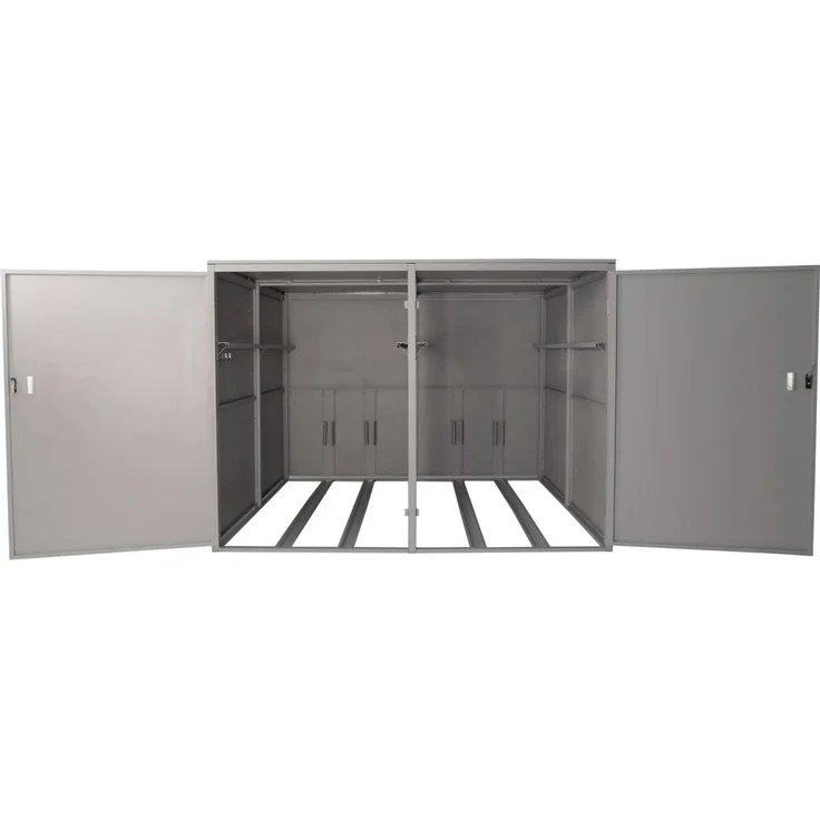 4er-Fahrradgarage HWC-L56c, Gerätehaus Fahrradbox mit Ablage, abschließbar Metall 160x222x208cm ~ hellgrau – Bild 6