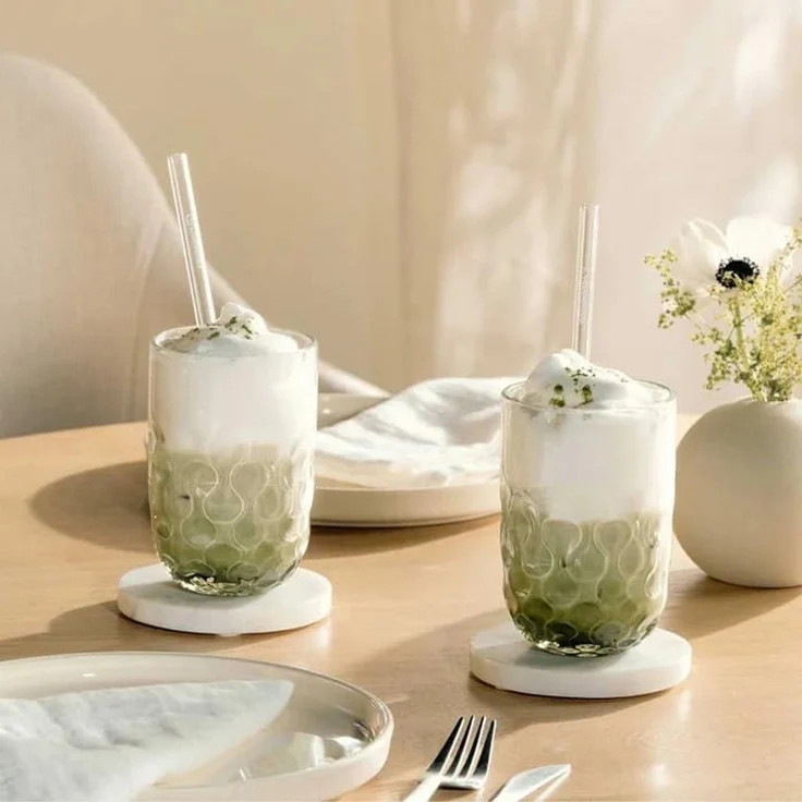 Leonardo GOCCE Matcha Latte Glas (2) 390 ml mit Glastrinkhalm 6er Set – Bild 6