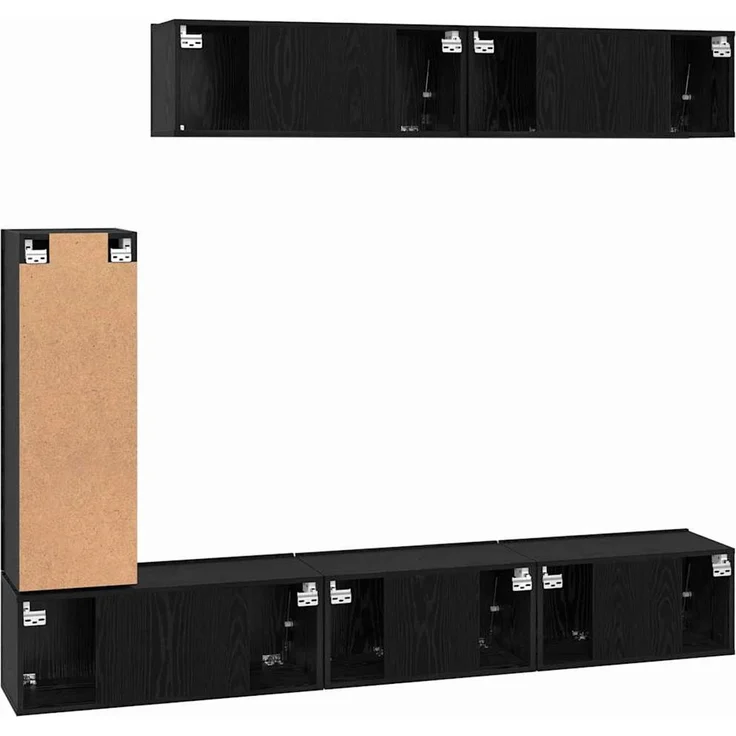 vidaXL TV-Schrankset 6 pcs Schwarz Eichen-Optik Holzwerkstoff 3393265 – Bild 11