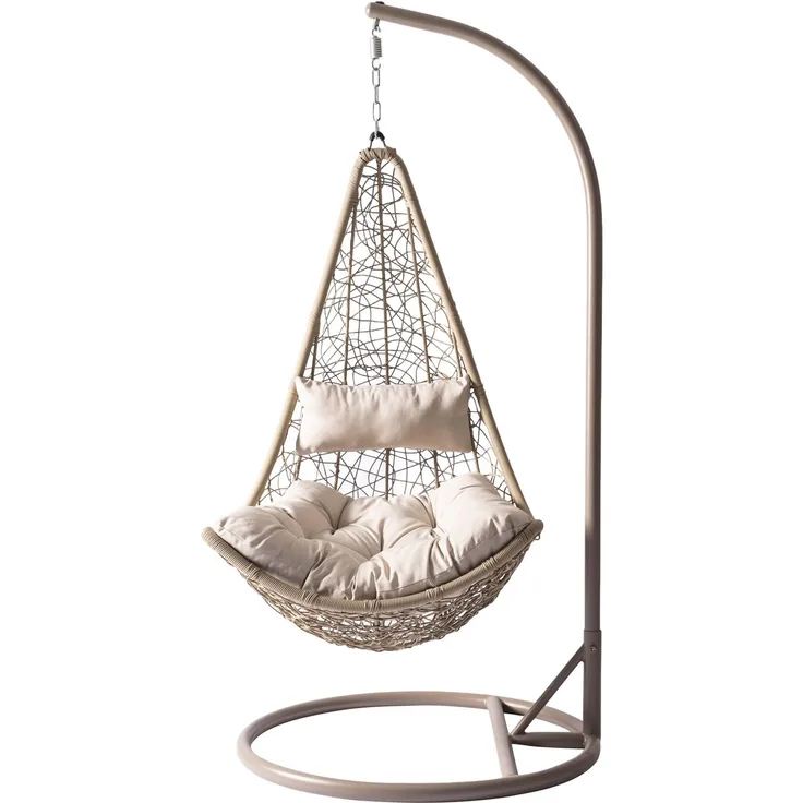 Hängesessel Boho (Farbe: Beige / Kissen: Beige)