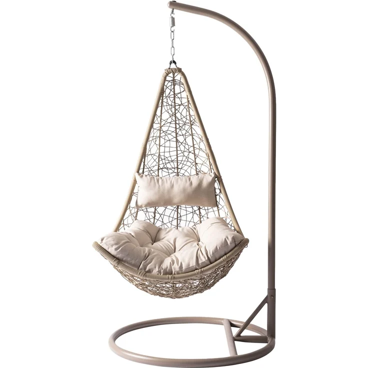 Hängesessel Boho (Farbe: Beige / Kissen: Beige) – Bild 1