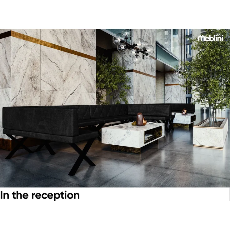 MEBLINI Eckbank für Esszimmer - Küchenbank - Essecke - Sitzecke Küche - ERIC - X-Beine 142x196x87cm Rechts - Graphit Samt – Bild 3