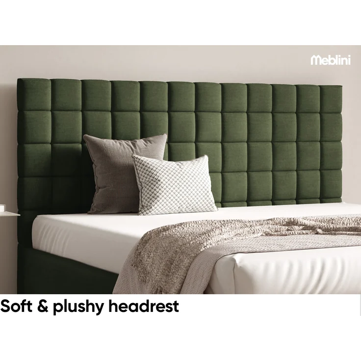 MEBLINI Polsterbett 180x200 mit Lattenrost ohne Matratze – BALEARO – Grün Samt – Doppelbett mit Bettkasten - Stauraumbett - Kopfteil Bett mit Stauraum – Bild 4