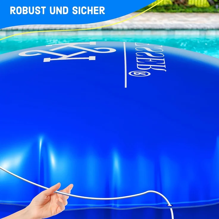 KESSER® Poolkissen Winter | Poolabdeckung mit Doppelnaht Whirpools | Luftkissen Pool Abdeckung Überwinterung | Abdeckung Einbaupools Winter | PVC wasserdicht & UV-beständig mit 4x Seile Blau, 400cm, Rund – Bild 8