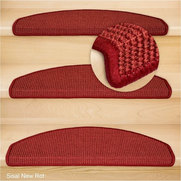 Metzker® Stufenmatte Stufenmatten Sisal New Halbrund Rot 14 Stück, halbrund, Höhe: 6 mm, Naturprodukt – Bild 5