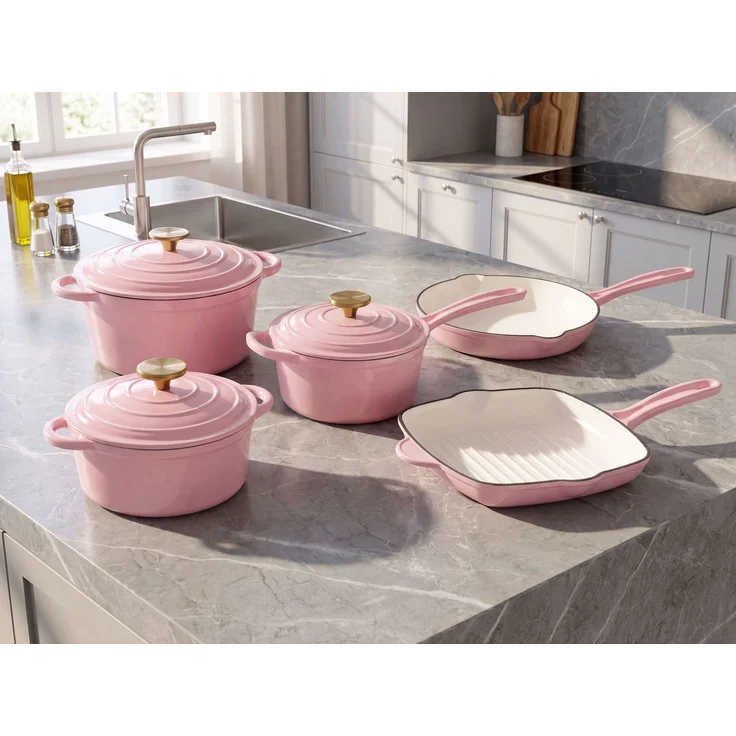 Gusseisen Kochgeschirrset 8-teilig FEURA Pastellrosa – Bild 3