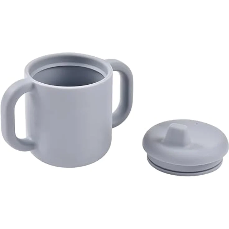 BÉABA Baby-Lernbecher 2-in-1 Flasche/Tasse – 100% Premium-Silikon, Breite Griffe für Einfaches Greifen, Ergonomisch, Weicher Trinkaufsatz – Farbe Kieselstein – Bild 2