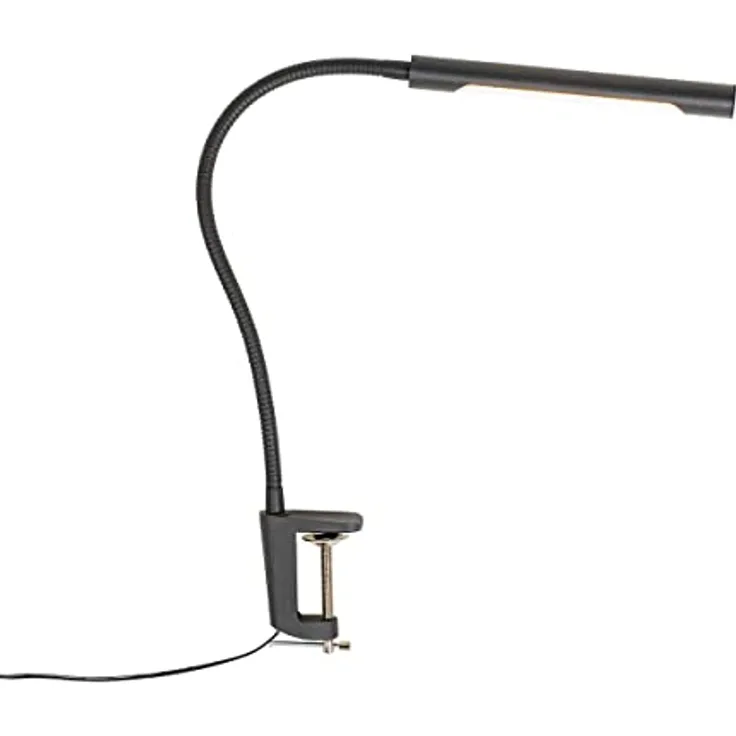 QAZQA Klemm-Schreibtischleuchte Lionard, schwarz, mit LED und Touchdimmer, 32 cm, 409 Lumen, flexibler Arm