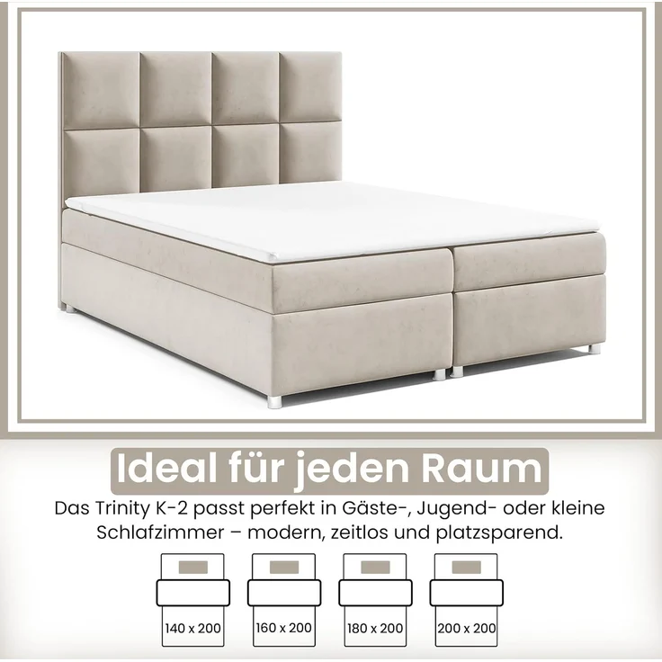 Best for Home Boxspringbett mit Bettkasten Trinity K2 Bonell-Matratze inkl. 7 cm Topper (Polsterbett Doppelbett Boxbett mit gepolstertes Kopfteil, versch. Größen, 140x200 160x200 180x200 200x200 cm), Handwerksqualität, TOP Preis-Leistungs-Verhältnis – Bild 4