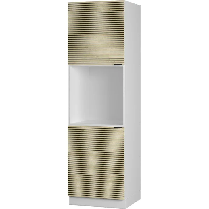 Herdumbauschrank Fame-Line Eiche Paneel 60 cm mit offenem Regal Vicco