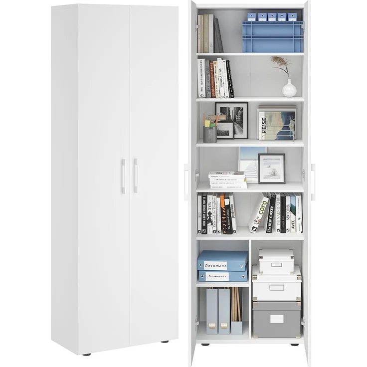 Bellamio 'Apol' Mehrzweckschrank, weiß, 176x33x60 cm, Aktenschrank mit 8 Ablagefächern – Bild 1