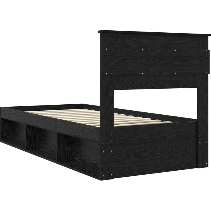 vidaXL Bettrahmen Schwarz 100 x 200 cm Massives Kiefernholz 3409792 – Bild 8