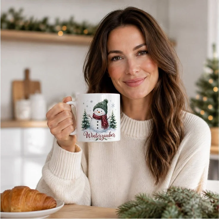 WS-Trend Tasse Schneemann Weihnachtstasse - Geschenk zu Weihnachten - weiß mit Spruc, Keramik – Bild 2