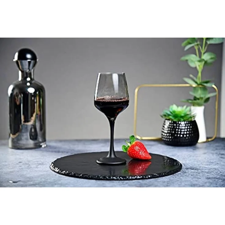 6 Weingläser 360ml mit schwarzem Stiel Rotweingläser Weißweingläser Weinkelch – Bild 4