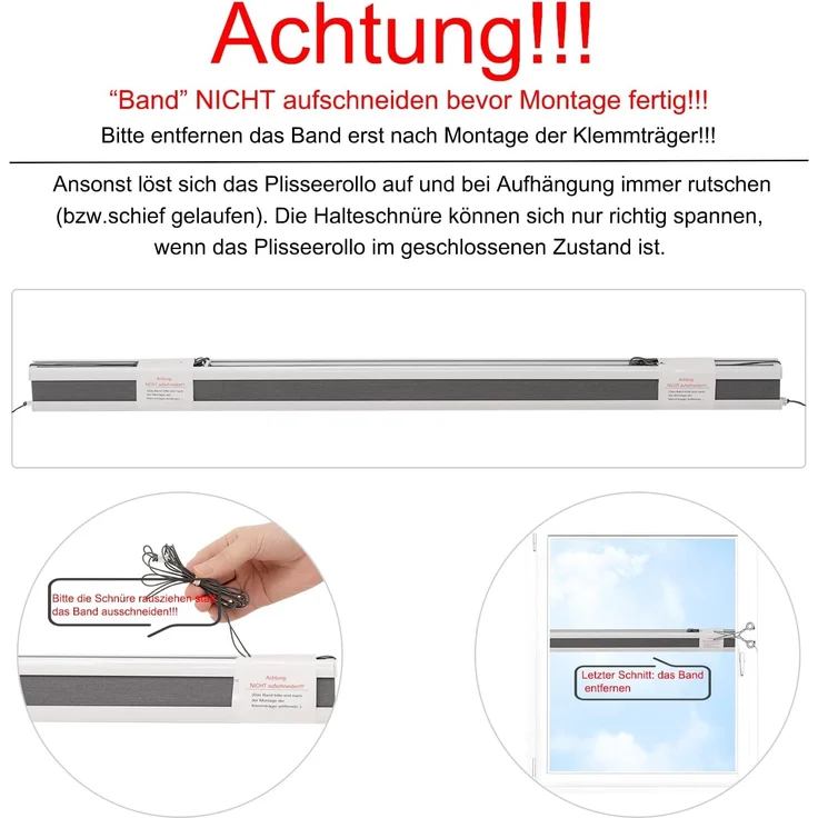 WOLTU Wabenplissee ohne Bohren Verdunklung Thermo Doppelplissee Klemmfix Zweifarbig 90x130 cm Dunkelgrau-Weiß, Plissee Faltrollo Sonnen-, Sicht- & Schallschutz, Jalousie Plisseerollo für Fenster & Tür – Bild 8