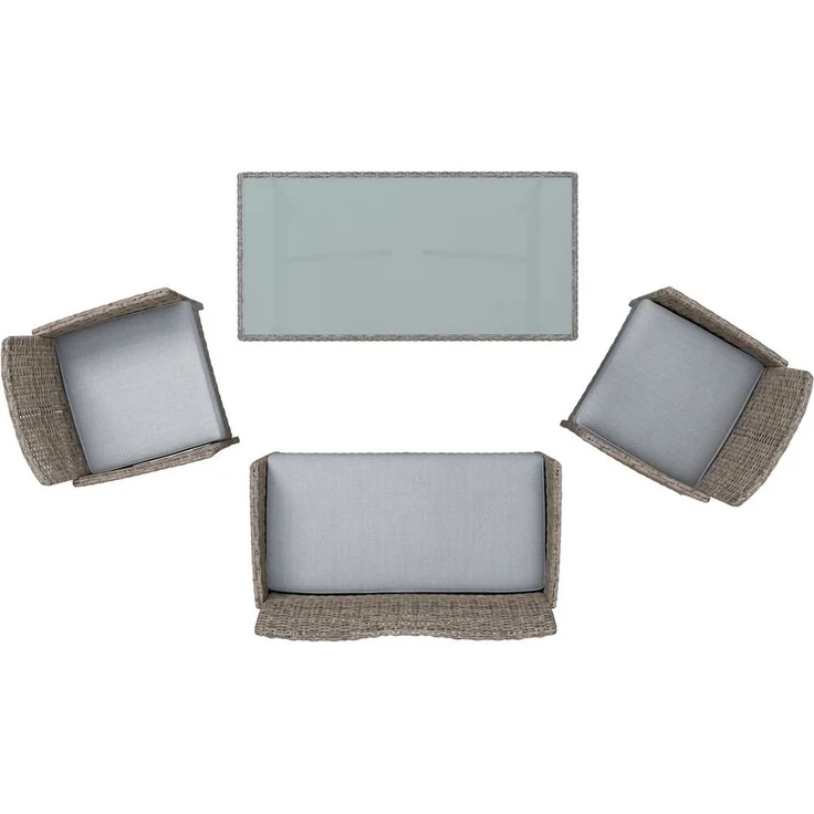 KONIFERA Gartenlounge-Set Balkonset »Ronda«, (Set, 7-tlg, 1x2er Sofa, 2 Sessel, Tisch 56x110x65 cm, inkl. Auflagen), Stahl/Polyrattan – Bild 2
