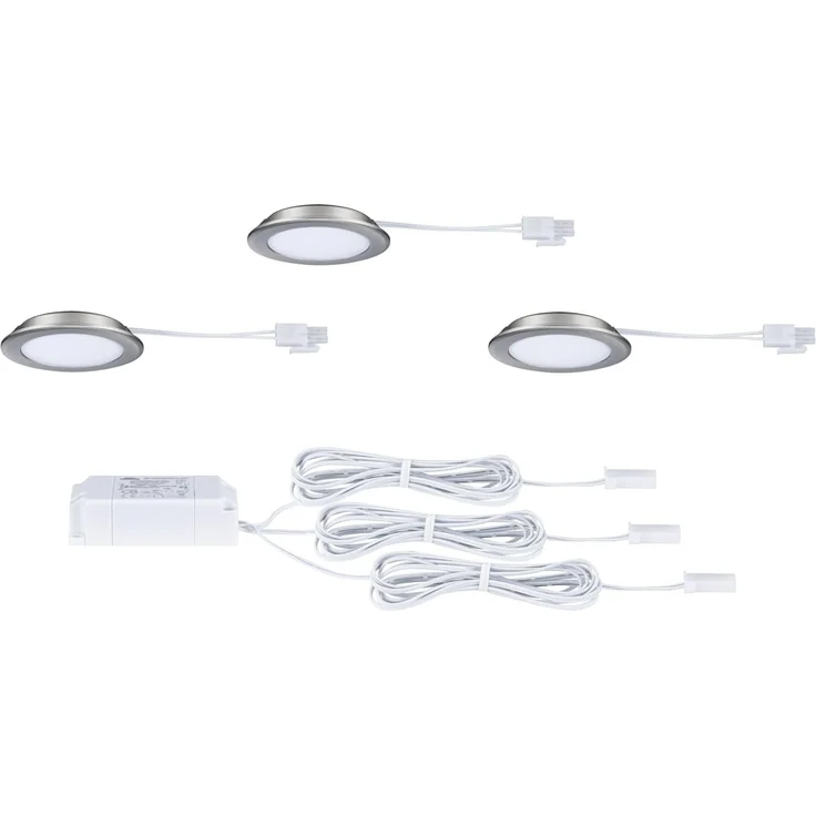 Paulmann LED Möbel-Einbauleuchte eisen gebürstet Ø 6,5 cm warmweiß 3er Set – Bild 9