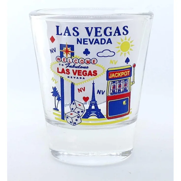 Las Vegas Nevada Attractions Collage Shot Glass by World By Shotglass