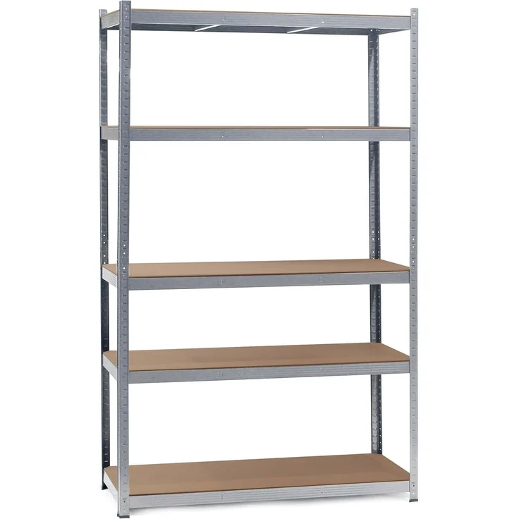 Wiltec Schwerlastregal 120 x 60 x 204 cm, 200kg/Ablage, Steckregal verzinkt aus Stahl, Lastenregal mit 5 Ablagen, Werkstattregal – Bild 1