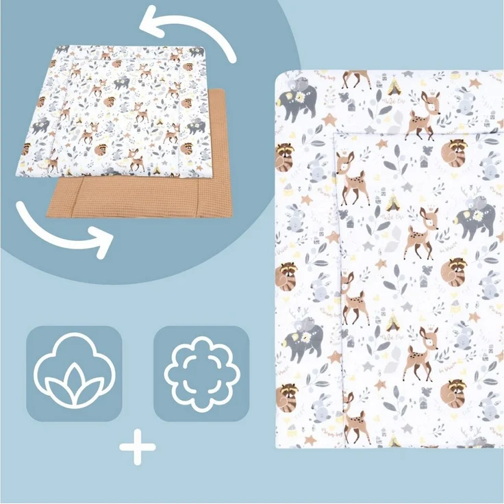 Wickelauflage für Babys 75x72 cm - Weiche Baumwolle, Abwaschbar - Wickelkommode & Wickeltischauflage Braun Fuchs – Bild 3