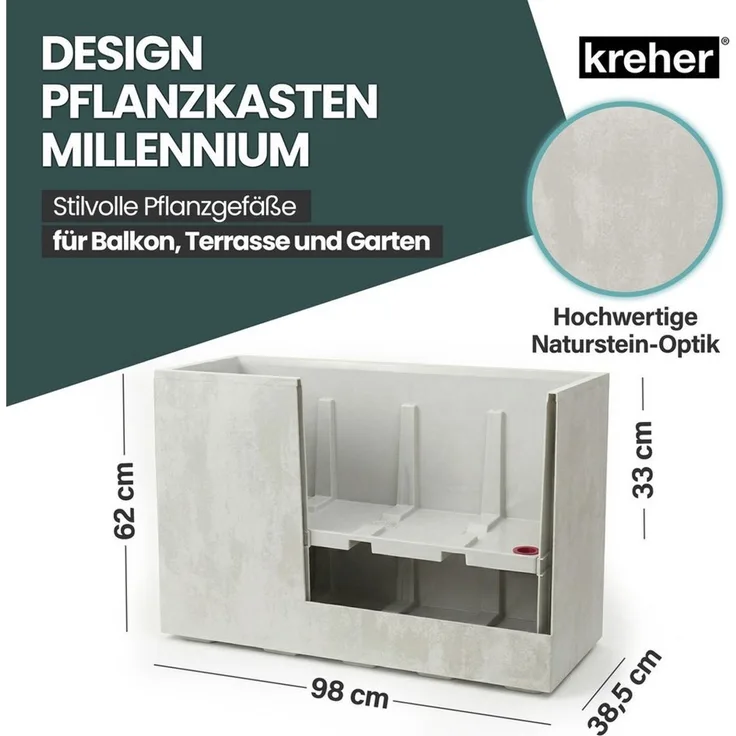 Kreher Pflanzkübel 'Millennium Fence', XXL Sichtschutz in verschiedenen Farben (2 St)