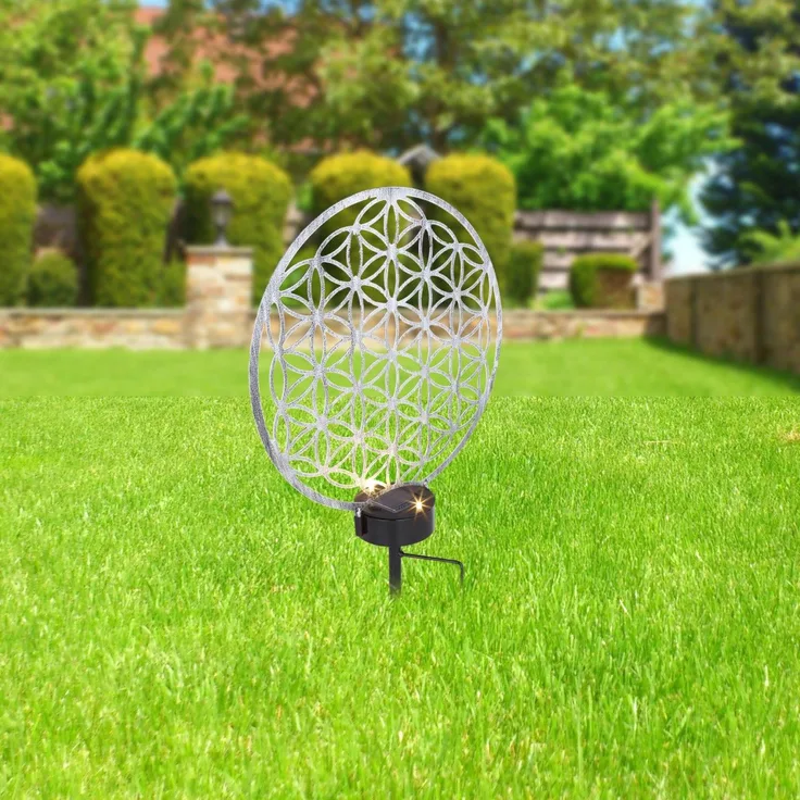 Solarleuchte Garten Rund 30 cm Solarlampe Außen Leuchte Solar mit Pflegetuch