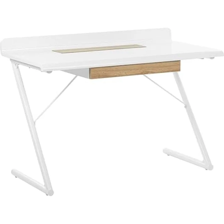 Schreibtisch weiß / heller Holzfarbton 120x60 cm Schublade FOCUS