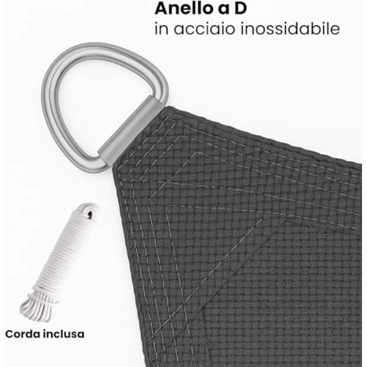 Brigros Quadratisches Sonnensegel für den Außenbereich, HDPE, 180 g/m², mit Edelstahlringen, UV-Schutz, mit Tasche, Sonnensegel für den Außenbereich – Bild 4