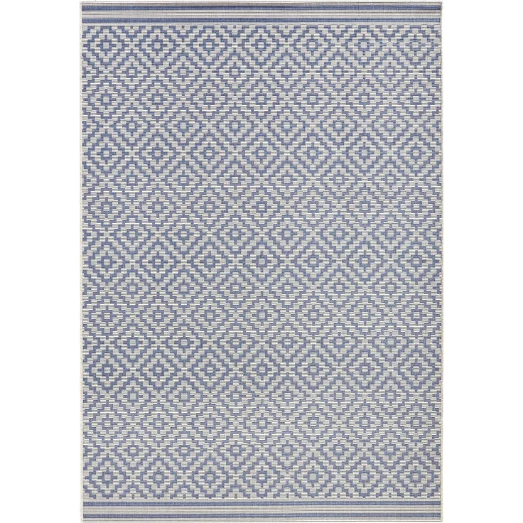 In- & Outdoor Teppich Raute blau/creme - 160x230x0,8cm – Bild 3