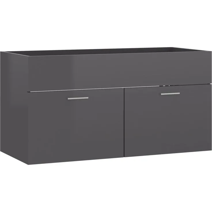 Waschbeckenunterschrank, Badschrank Hochglanz-Grau 90 x 38,5 x 46 cm de7665