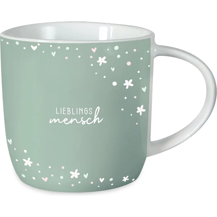 Grafik-Werkstatt Kaffeetasse mit Spruch 300 ml Porzellan Tasse Lieblingsmensch, Weiß