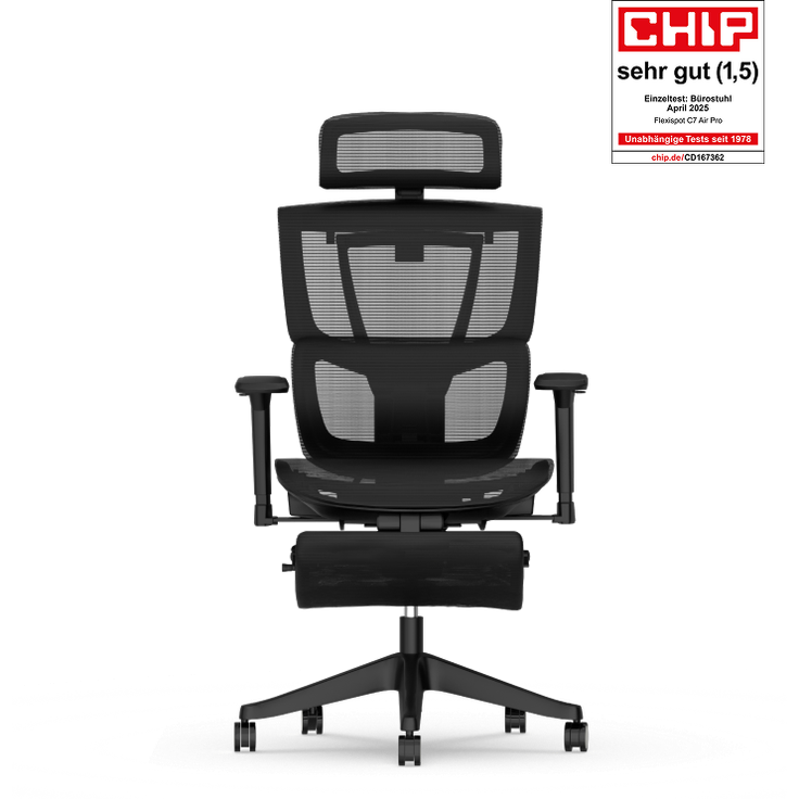 FlexiSpot Ergonomischer Stuhl, mit geteilter Lordosenstütze, 4D-Armlehnen, verstellbarer Sitztiefe & Mesh-Rücken – dynamisch & komfortabel