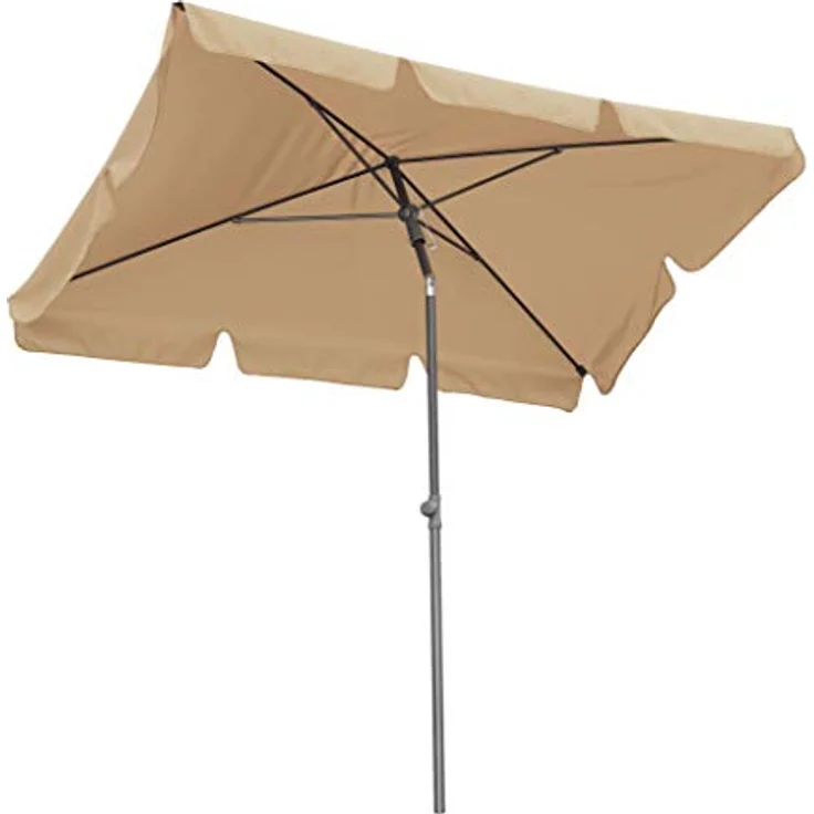 Quick Star Sonnenschirm Sonnenschirm 2x1,25m Rechteckig Sand, LxB: 125x200 cm, Abknickbar, Drehbar, Höhenverstellbar – Bild 2