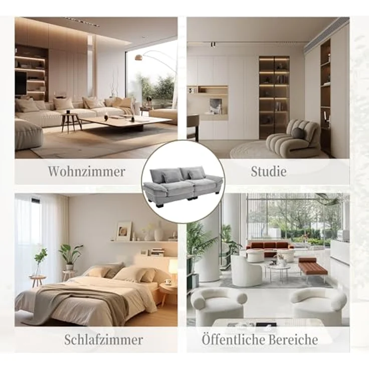 Ball & Cast Couch mit Schlaffunktion, Samt Sofa 2 Sitzer mit Kissen für das Wohnzimmer Wohnung Schlafzimmer, 224 x 81 x 81 (BxHxT), Hellgrau – Bild 7
