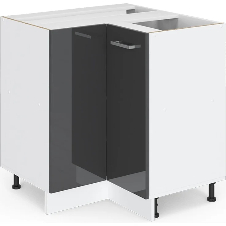 Küchenfront R-Line Anthrazit Hochglanz 59.2 x 71.3 cm Möbelfront für den Eckunterschrank Vicco – Bild 5