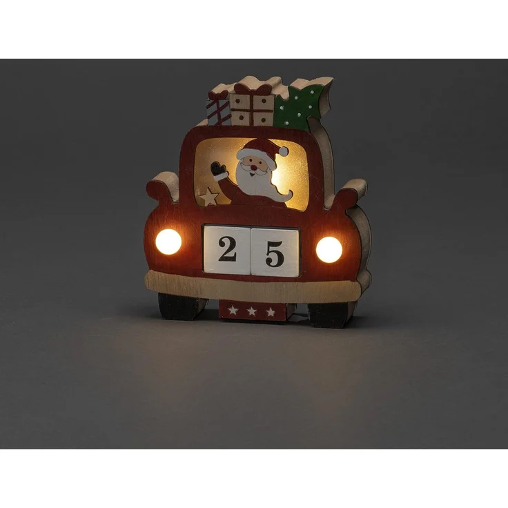 Konstsmide LED Holzsilhouette Santa im Auto Datumswürfeln rot 6H Timer – Bild 3