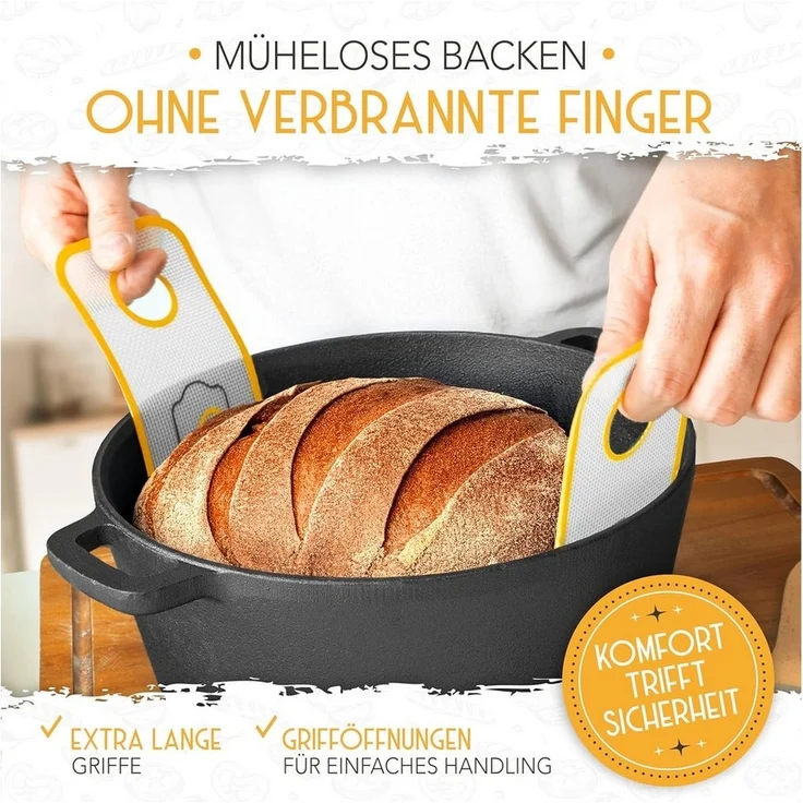 Krustenzauber Backmatte Zubehör - Brotschlingen, Schneebesen, Backmatte, Teig Reinigungstücher, 1x Brotschlinge Oval – Bild 3